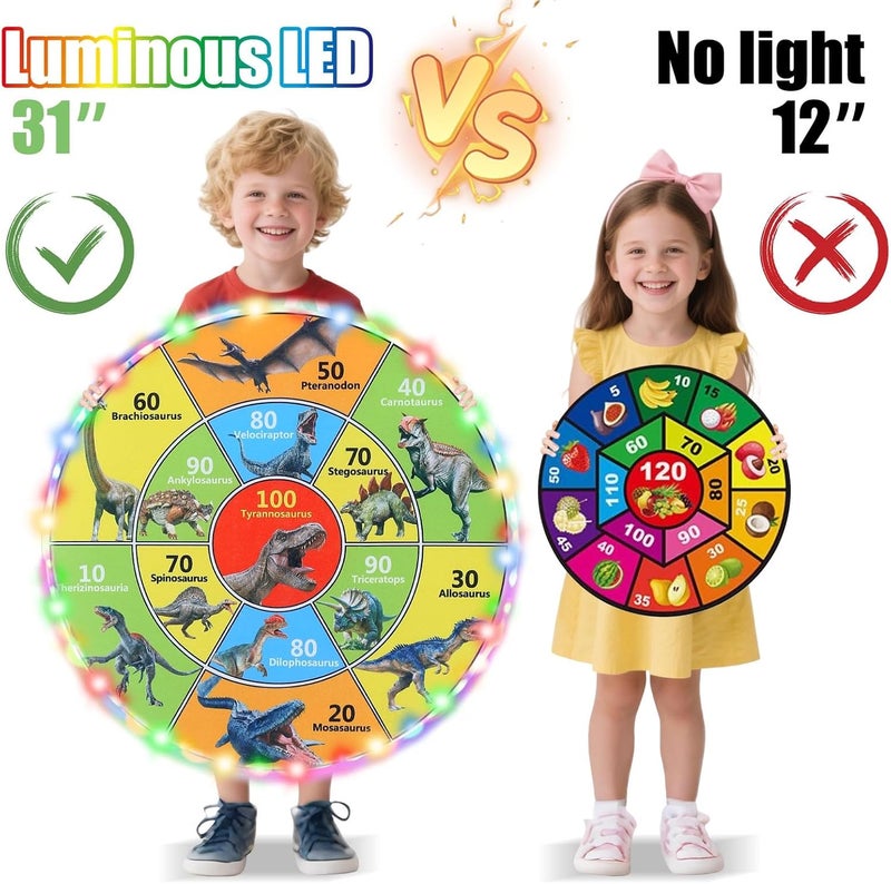 ZOHANINDL 30 Inch LED Dart Board Kids Game,12PCS Sticky Balls,Indoor/Outdoor Sports Carnival Games Yard Party, Suitable for 3 4 5 6 7 8 9 10 Years Old Boys and Girls Birthday Gifts Dinosaur Toys - Image 3